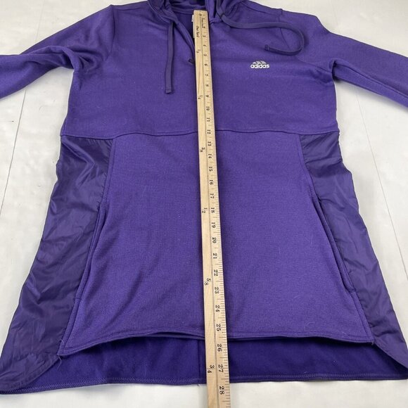 Adidas ClimaWarm 1/4 Zip Hoodie Pullover Jacket Women's L Purple Thumbholes Poly - Picture 5 of 11